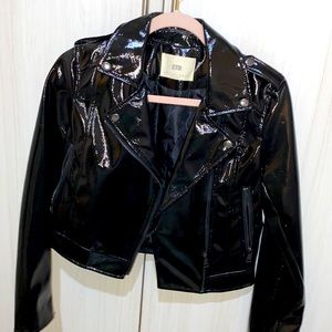 Black plastic leather jacket